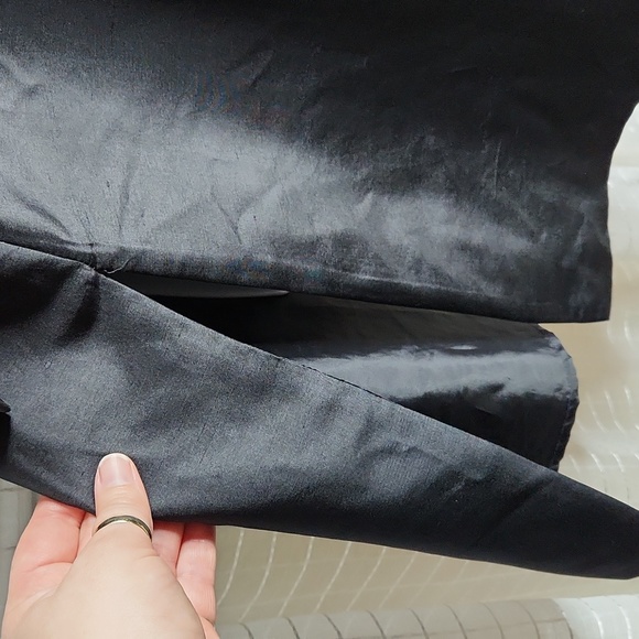 Black 100% Silk Beaded 3/4 Sleeve Fitted Button Down Lined Tunic Sz6 - Picture 4 of 12